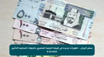 سعر الريال.. تطورات جديدة في قيمة الجنيه المصري بالبنوك المحلية الاثنين 6-10-2025